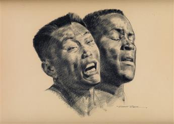 (SPORTS. BOXING. OLYMPICS. FOOTBALL.) ROBERT RIGER. Group of 3 Drawings.